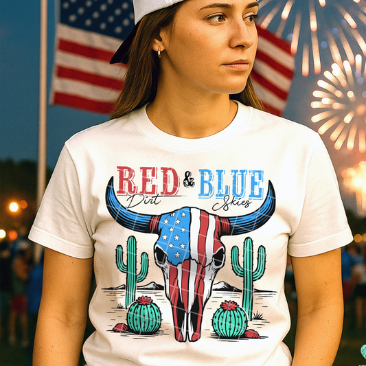 RED DIRT & BLUE SKIES BLK TEXT - DTF TRANSFER