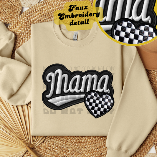 MAMA FAUX EMBROIDERY RACE - DTF TRANSFER