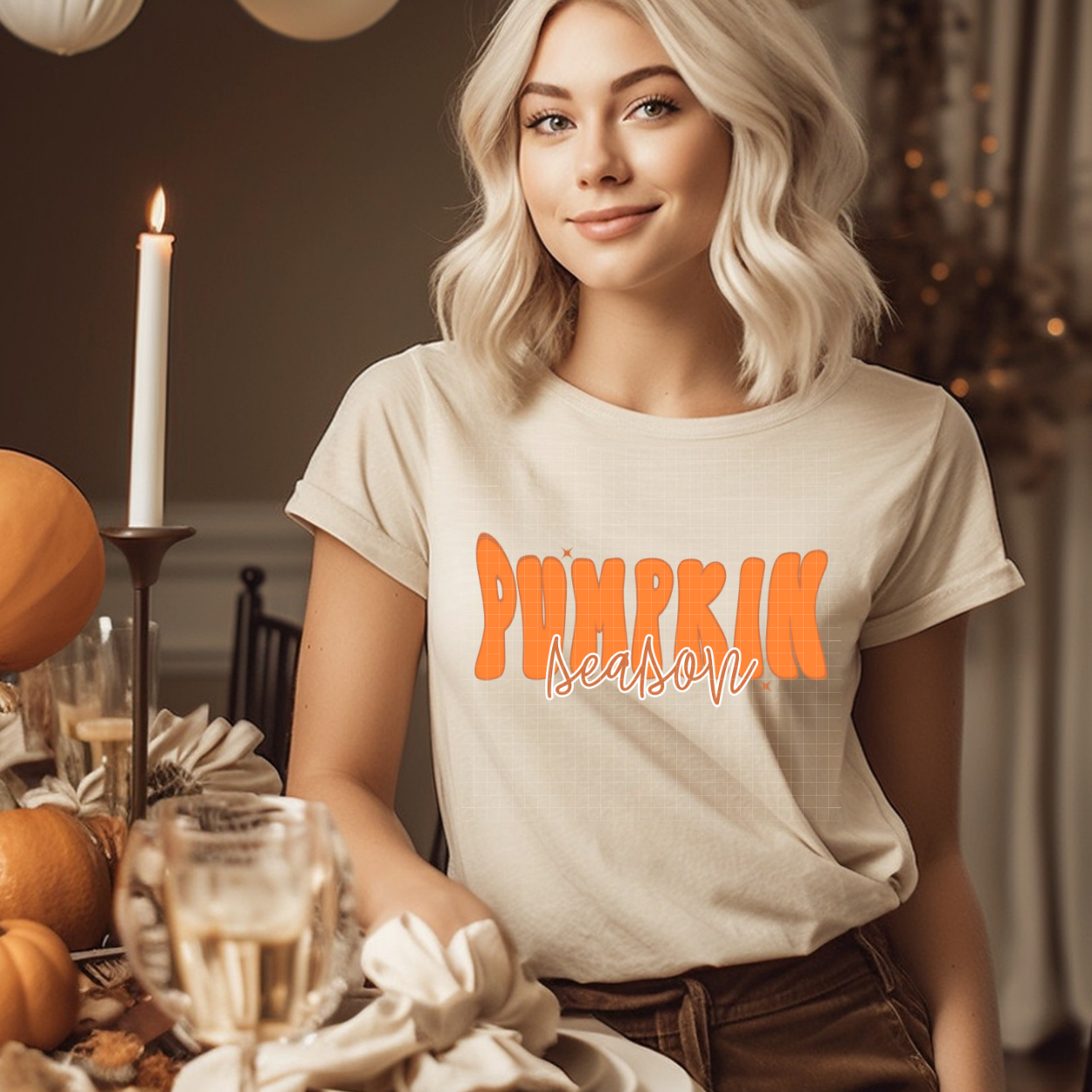 HELLO FALL RETRO STRIPE PUMPKINS - DTF TRANSFER