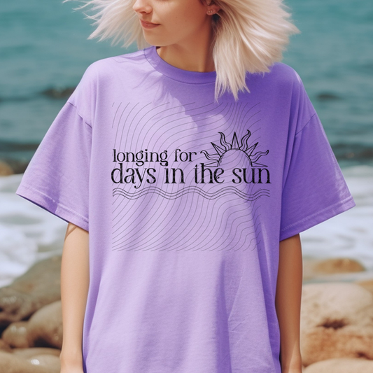 LONGING FOR DAYS IN THE SUN BLK DISTRESSED - DTF TRANSFER