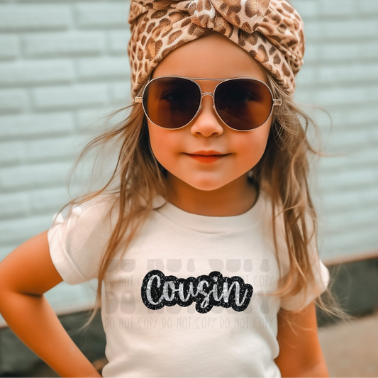COUSIN FAUX SEQUIN, SILVER/BLACK - DTF TRANSFER