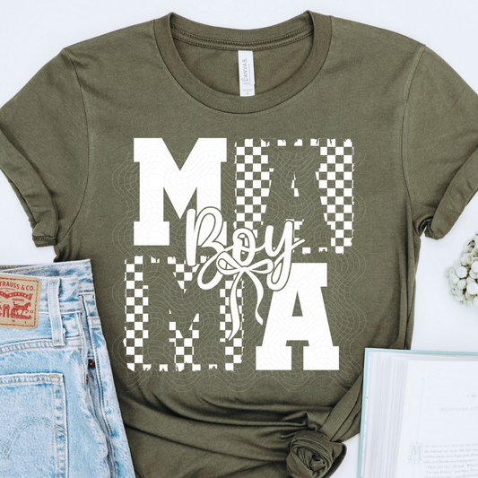 BOY MAMA WHT CHECK - DTF TRANSFER
