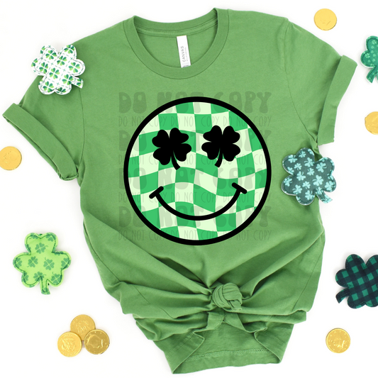 CHECKERED CLOVER EYE SMILEY - DTF TRANSFER