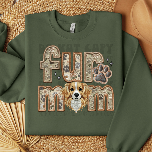 FUR MOM, CORGI COCKER SPANIEL - FAUX EMBROIDERY - DTF TRANSFER