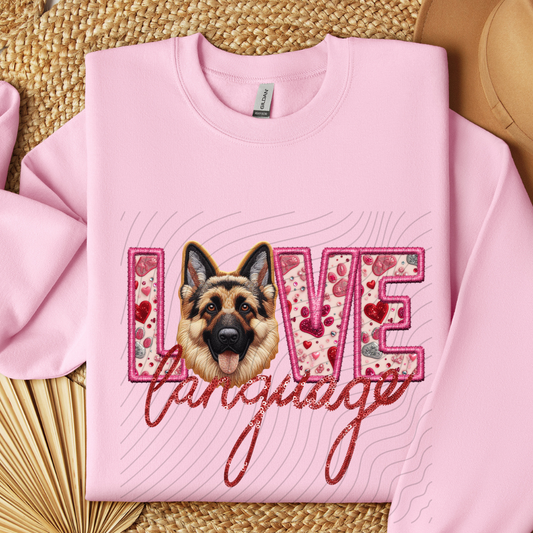 GERMAN SHEPHERD - STANDARD, FAUX EMBROIDERY & FAUX SEQUINS - DTF TRANSFER