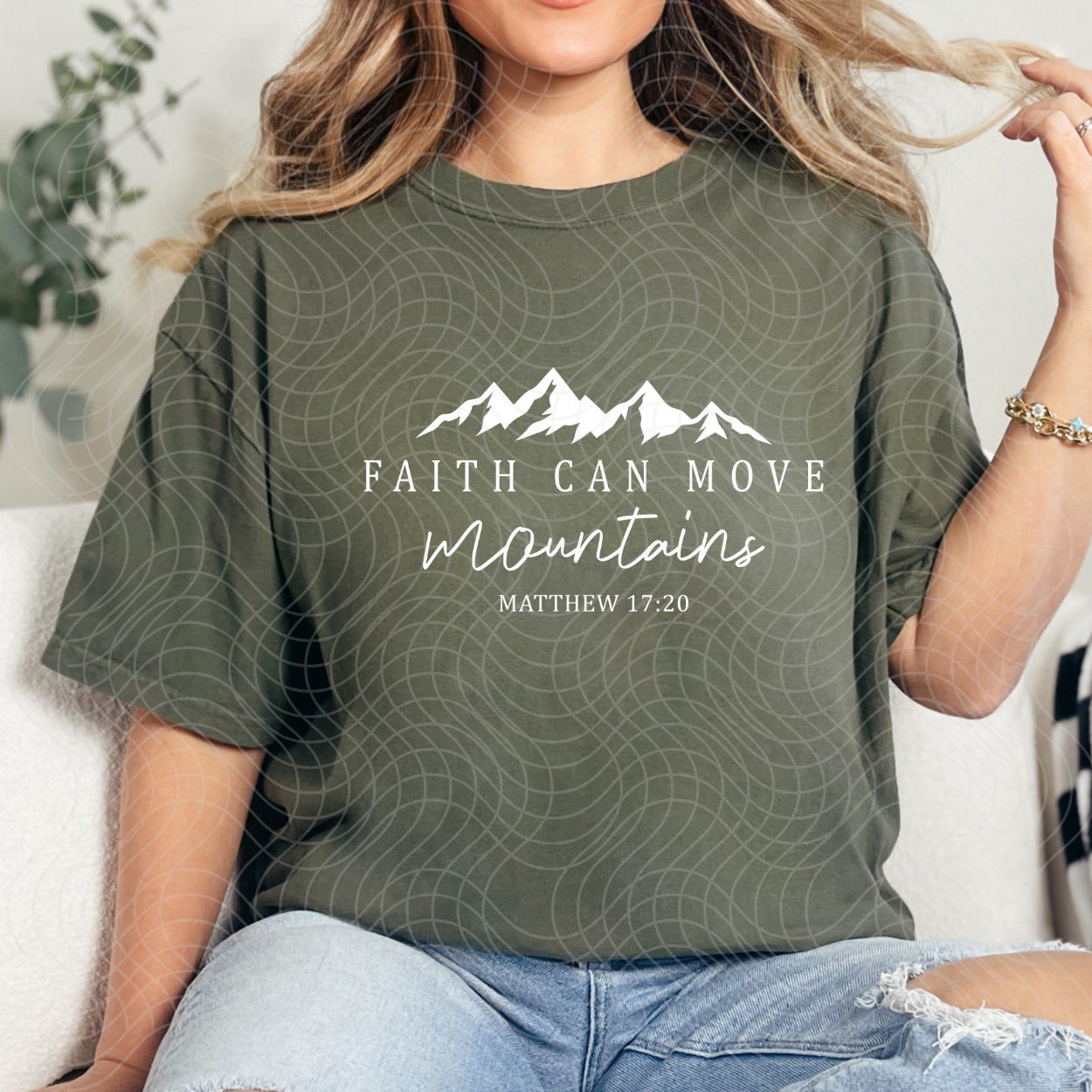 FAITH CAN MOVE MOUNTAINS, WHT - DTF TRANSFER