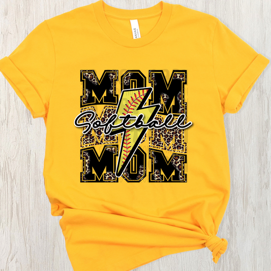 SOFTBALL MOM BLACK/LEOPARD - DTF TRANSFER