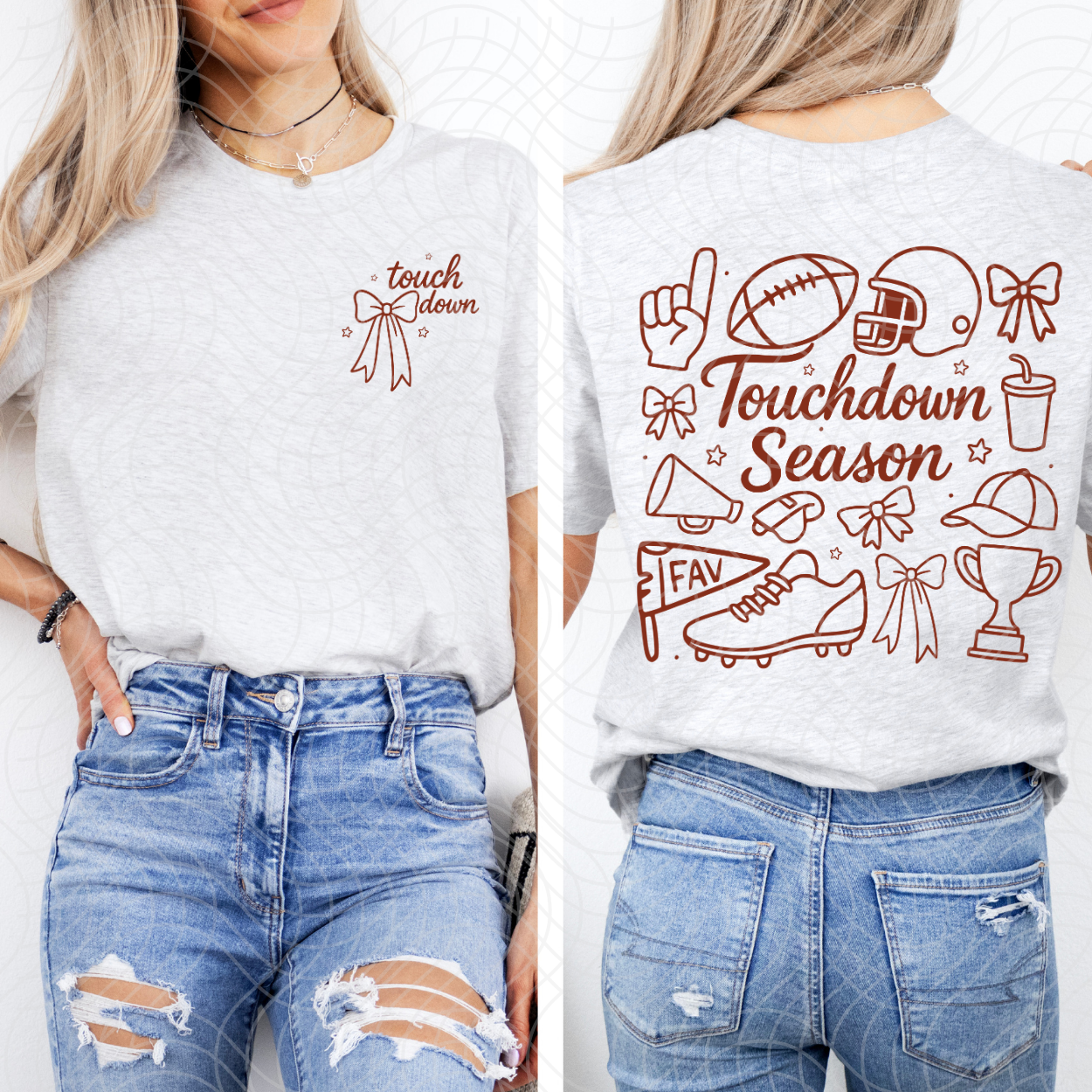TOUCH DOWN SEASON AND BACK W/ POCKET BROWN - DTF TRANSFER