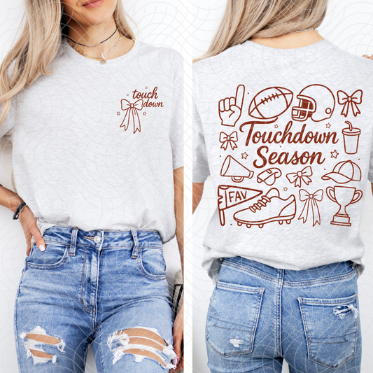 TOUCH DOWN SEASON AND BACK W/ POCKET BROWN - DTF TRANSFER