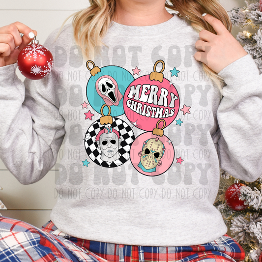 BULB MASKS BLUE/PINK MERRY CHRISTMAS - DTF TRANSFER