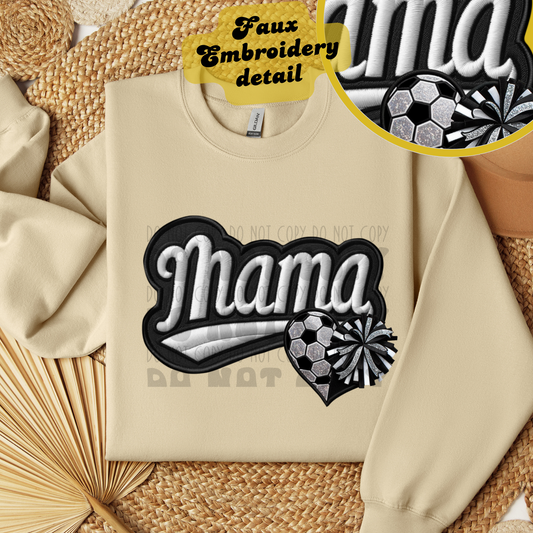 MAMA FAUX EMBROIDERY SOCCER/CHEER - DTF TRANSFER