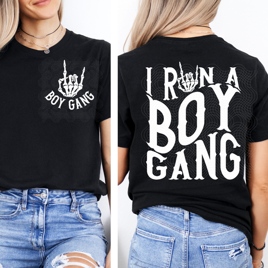 I RUN A BOY GANG WHT W/ POCKET - DTF TRANSFER