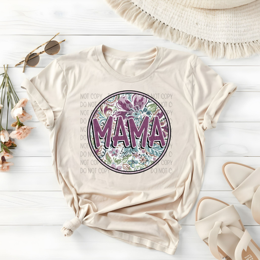 MAMA PURPLE FLORAL - DTF TRANSFER