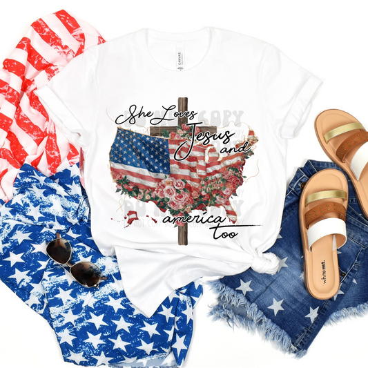 SHE LOVES JESUS AND AMERICA TOO - DTF TRANSFER