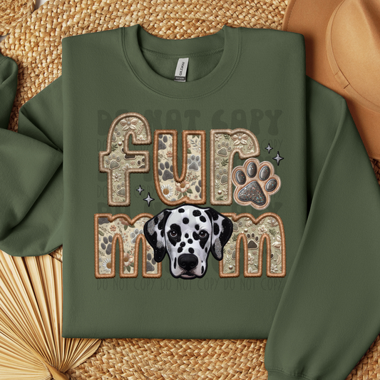 FUR MOM, DALMATIAN - FAUX EMBROIDERY - DTF TRANSFER