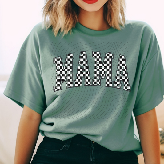 CHECKERED VARSITY MAMA - DTF TRANSFER