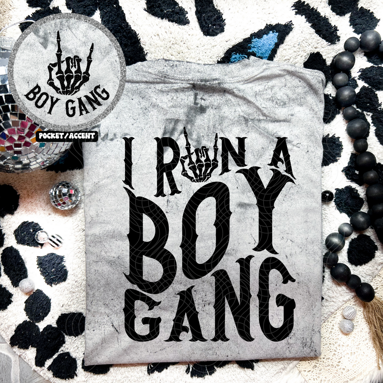 I RUN A BOY GANG BLK W/ POCKET - DTF TRANSFER