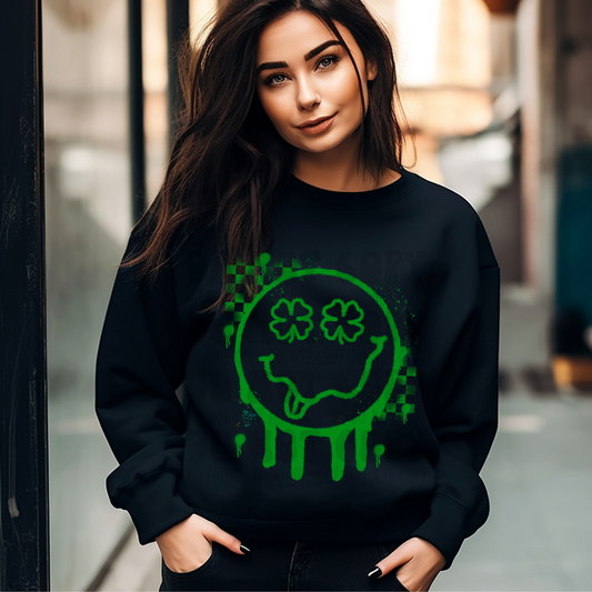 GREEN MELTING SMILEY - DTF TRANSFER