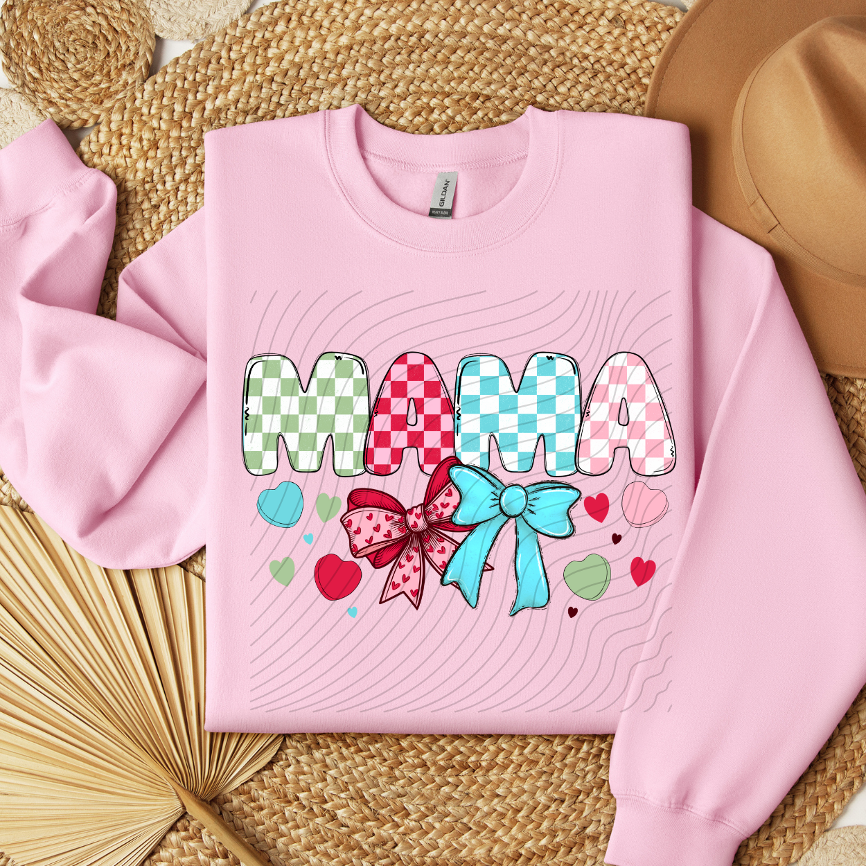 MAMA PINK RED BLUE GREEN CHECK - DTF TRANSFER