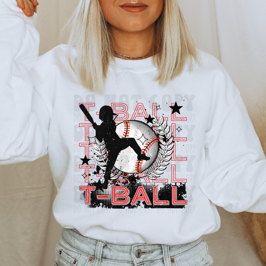 TBALL VINTAGE RED/WHT - DTF TRANSFER