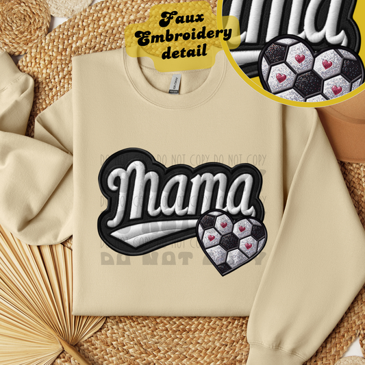 MAMA FAUX EMBROIDERY SOCCER- DTF TRANSFER