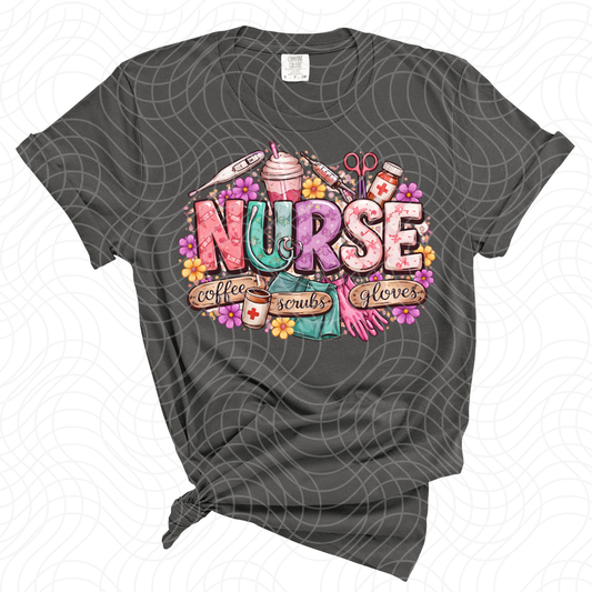 NURSE COFFEE SRUBS GLOVES- DTF TRANSFER