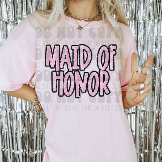 MAID OF HONOR - FAUX GLITTER - DTF TRANSFER