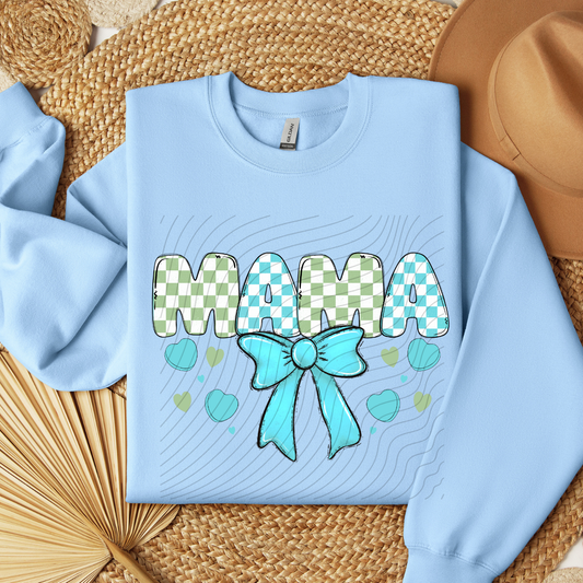 MAMA BLUE GREEN CHECK - DTF TRANSFER