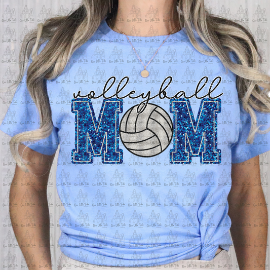 VOLLEYBALL MOM - ROYAL BLUE -  FAUX SEQUINS - DTF TRANSFER