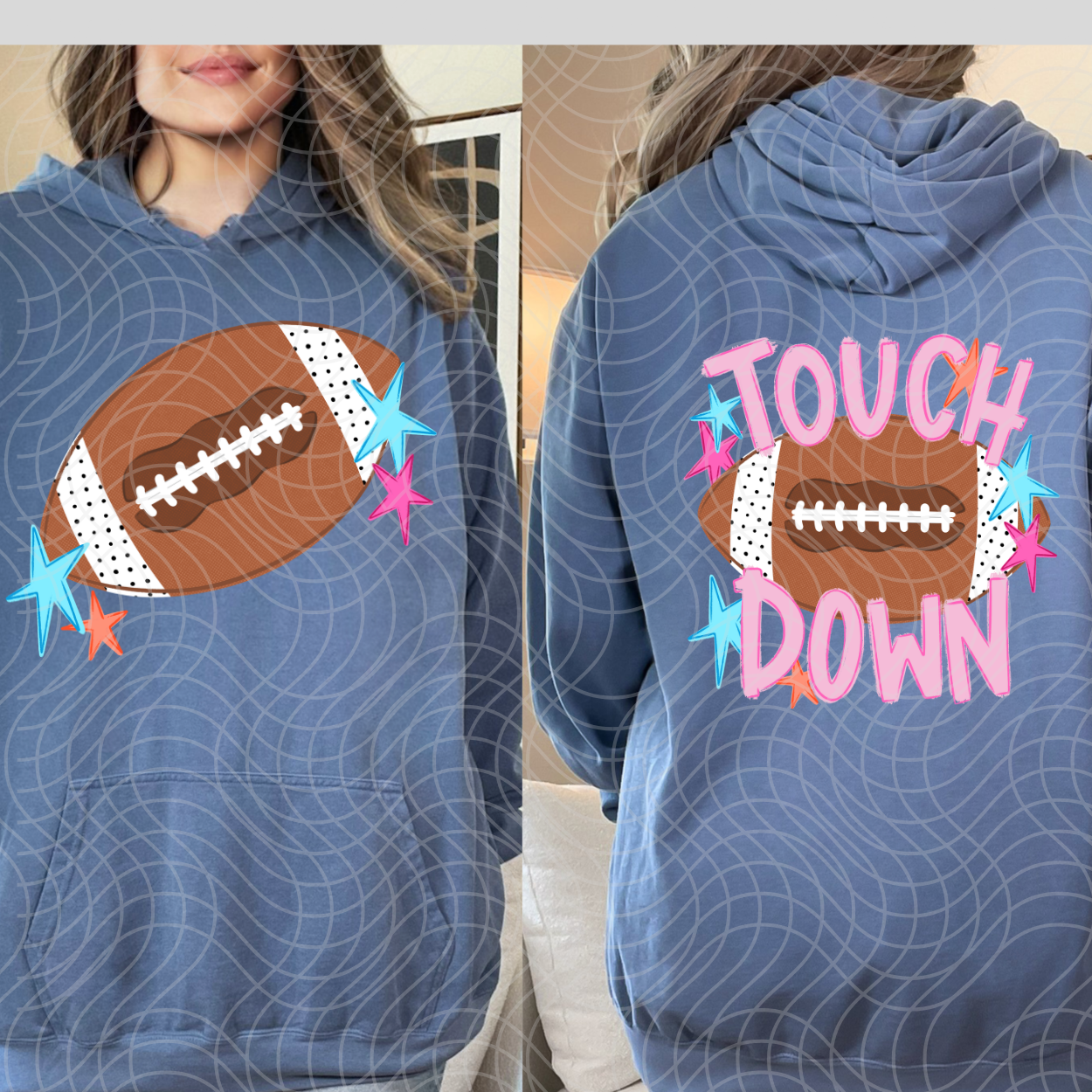 FOOTBALL / TOUCH DOWN - FRONT AND BACK - DTF TRANSFER