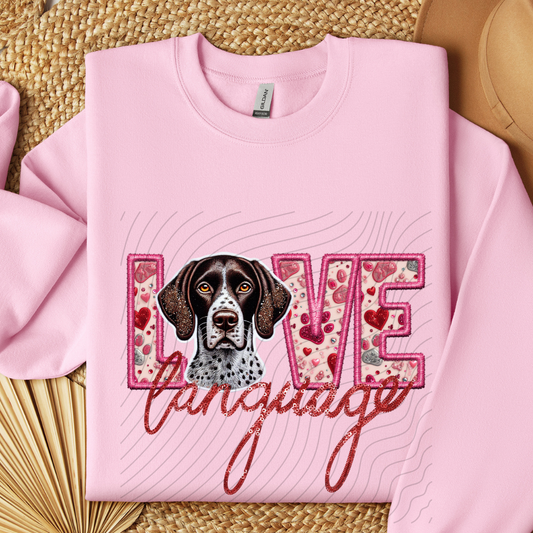 GERMAN SHORTHAIR POINTER, FAUX EMBROIDERY & FAUX SEQUINS - DTF TRANSFER