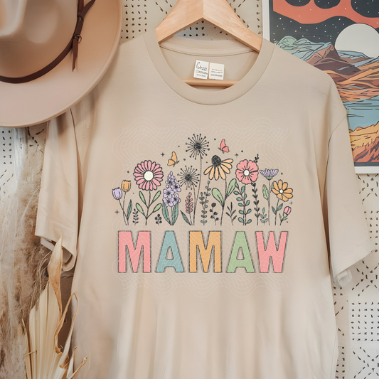 MAMAW FLOWERS DISTRESSED - DTF TRANSFER