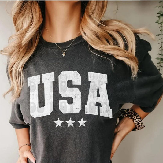 USA WHITE DISTRESSED - DTF TRANSFER