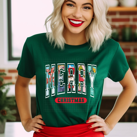 MERRY CHRISTMAS VARSITY FILLED TEXT - DTF TRANSFER