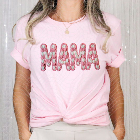 FAUX YARN STRIPED MAMA - DTF TRANSFER