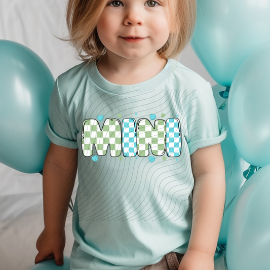 MINI BLUE GREEN CHECK - DTF TRANSFER