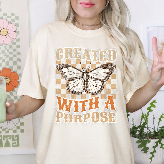 CREATED WITH A PURPOSE DISTRESSED - DTF TRANSFER