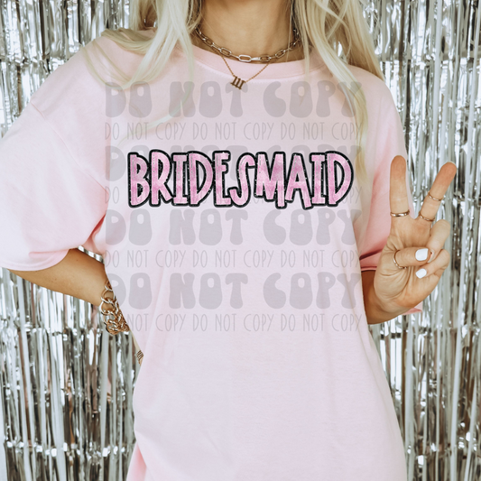 BRIDESMAID - FAUX GLITTER - DTF TRANSFER