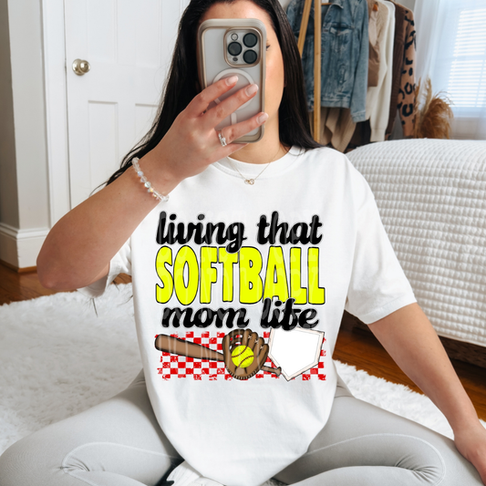 SOFTBALL MOM LIFE YELLOW - DTF TRANSFER