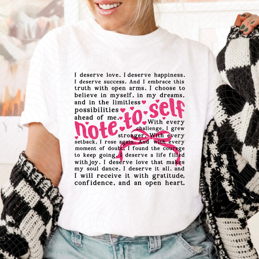 NOTE TO SELF BLK TEXT - DTF TRANSFER