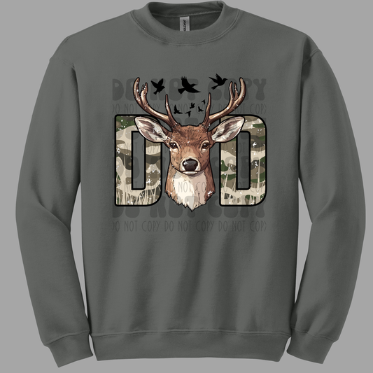 DAD DEER CENTER AND BIRDS - DTF TRANSFER