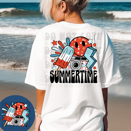 SUMMERTIME PATRIOTIC NO GRUNGE W/POCKET - DTF TRANSFER