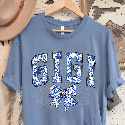 GIGI BLUE FLORAL - DTF TRANSFER
