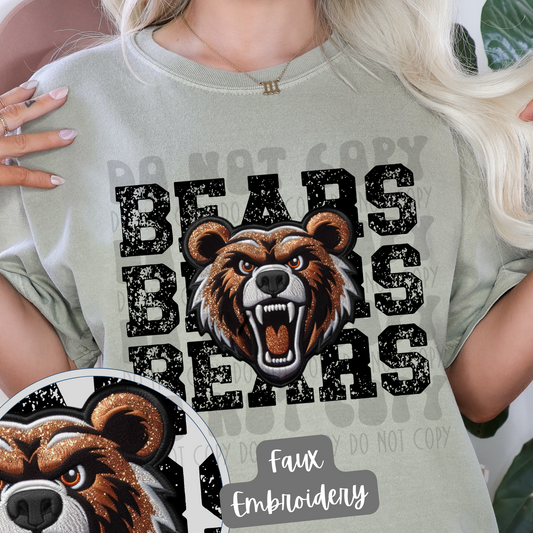BEARS STACKED FAUX EMBROIDERY - DTF TRANSFER