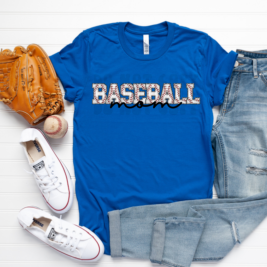 BASEBALL MOM STITCHED LETTERS - DTF TRANSFER