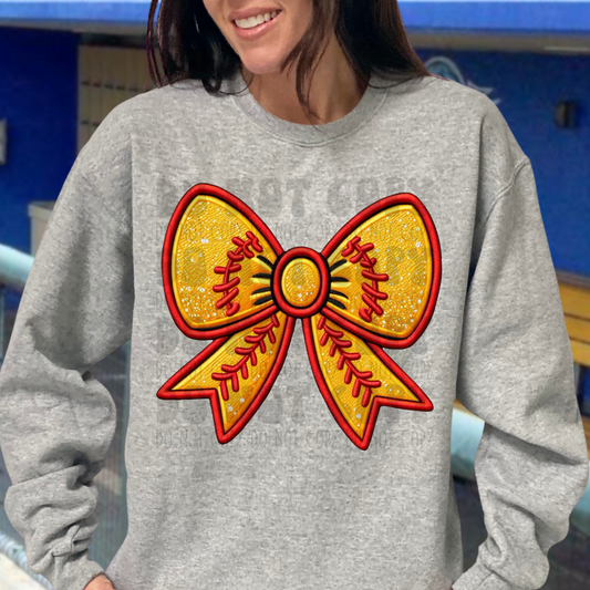 SOFTBALL RIBBON FAUX EMBROIDERY - DTF TRANSFER