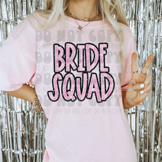 BRIDE SQUAD - FAUX GLITTER - DTF TRANSFER