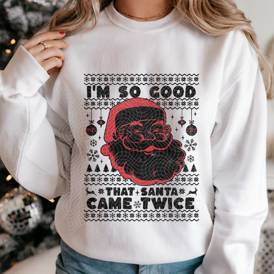 SANTA CAME TWICE BLK - DTF TRANSFER