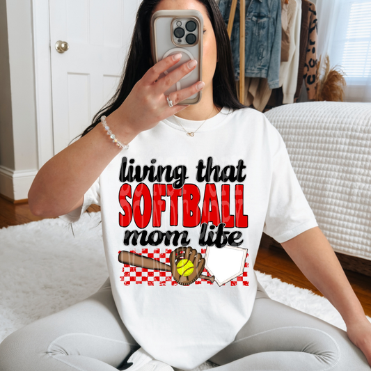 SOFTBALL MOM LIFE RED - DTF TRANSFER