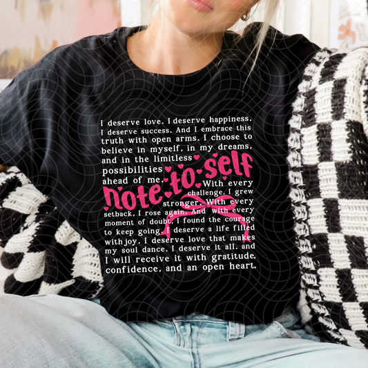 NOTE TO SELF WHT TEXT - DTF TRANSFER